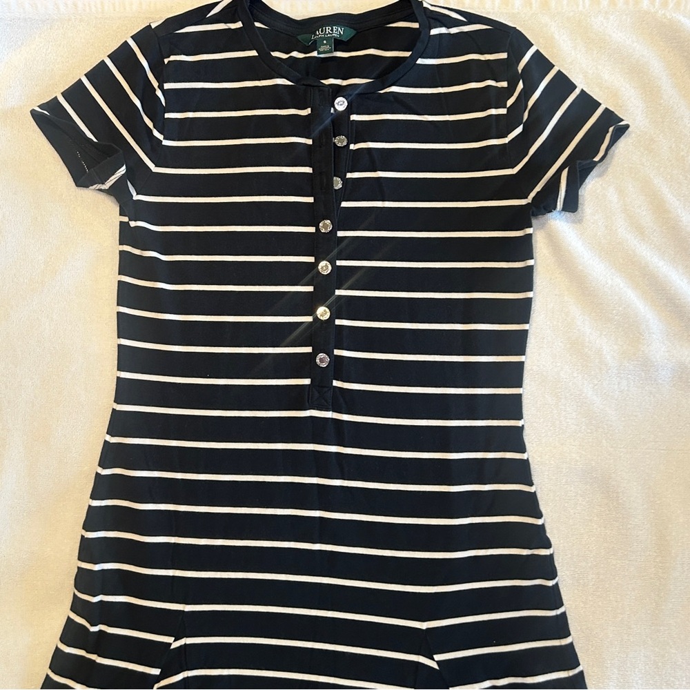 Lauren Ralph Lauren Black & White Striped Maxi Dress